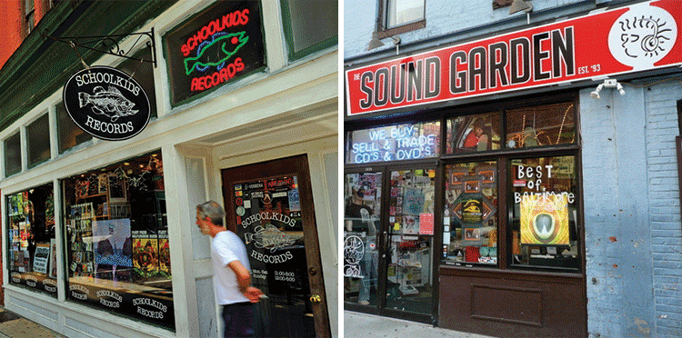 schoolkids records (left), the sound garden (right)